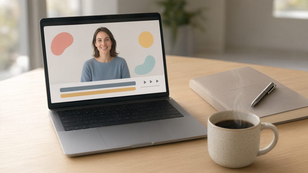 Módulo de onboarding con el avatar del experto en el computador