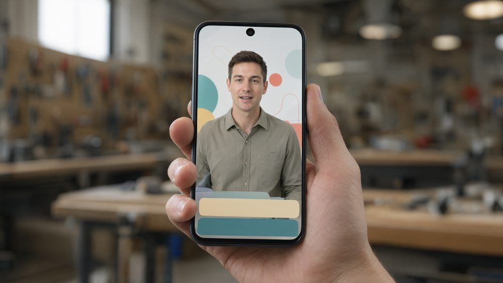 Tutorial con el avatar en la pantalla de un teléfono
